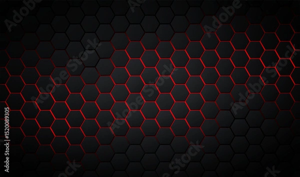 Fototapeta Abstract luxury background with dark mosaic honeycombs and shiny elements. Luxury dark background with hexagon elements. Elegant background with black honeycomb texture. Vector