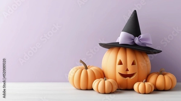 Obraz Radiant pumpkins, glowing with festive joy, create a heartwarming Halloween scene,