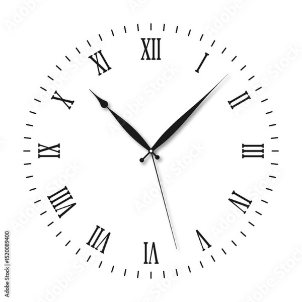 Fototapeta Vintage clock face with Roman numerals and retro hands. Victorian clock dial with hands and Roman numbers. Vector