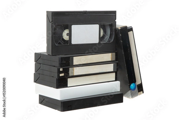 Fototapeta Analog Video Cassette Stack for Home Recordings