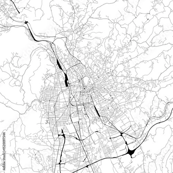 Fototapeta Monochrome city map with road and train network of	Graz, Austria