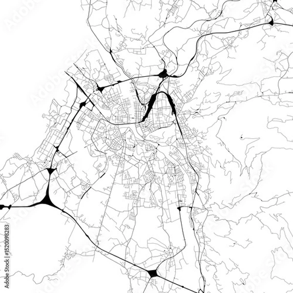 Fototapeta Monochrome city map with road and train network of	Salzburg, Austria