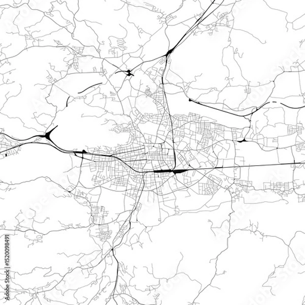 Fototapeta Monochrome city map with road and train network of	Klagenfurt, Austria