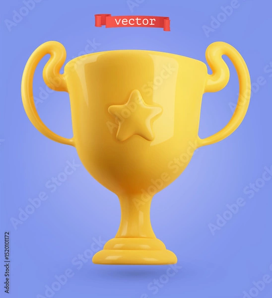 Fototapeta Golden cup 3d render vector icon