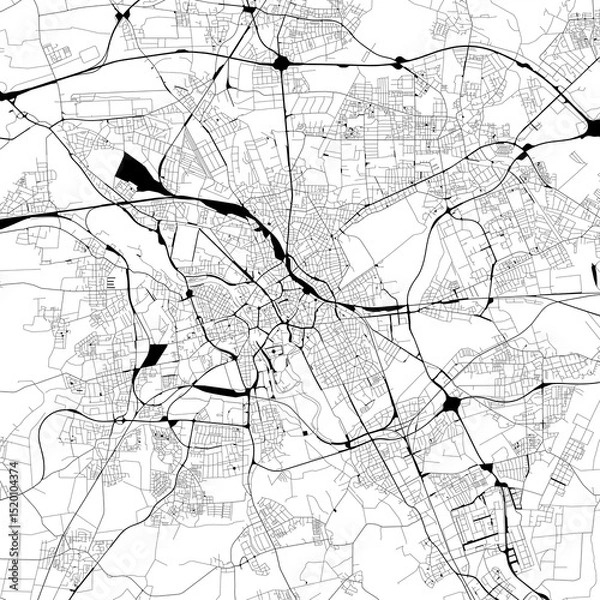 Fototapeta Monochrome city map with road and train network of	Hannover, Germany