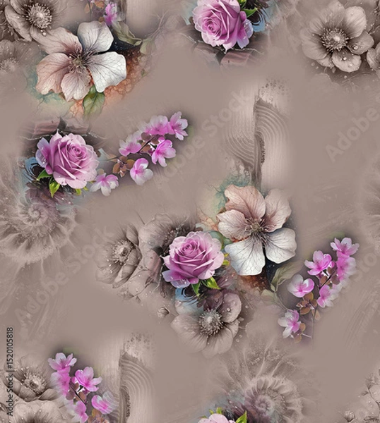 Obraz Modern floral repeat pattern with abstract style flowers
