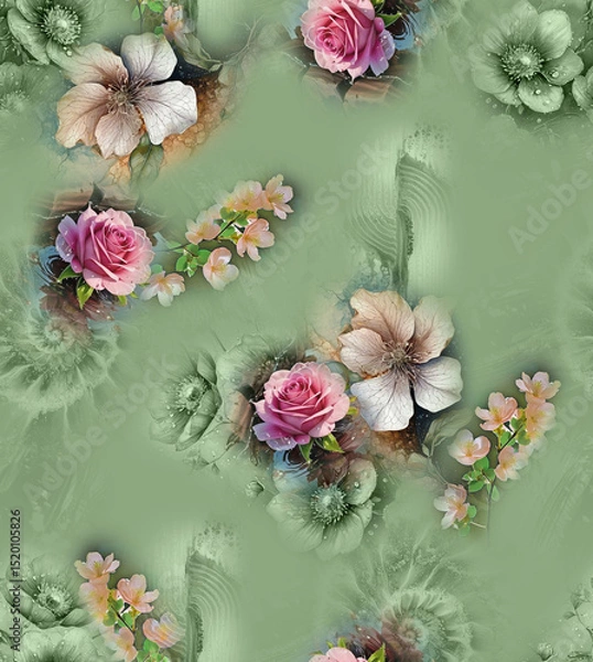 Obraz Modern floral repeat pattern with abstract style flowers
