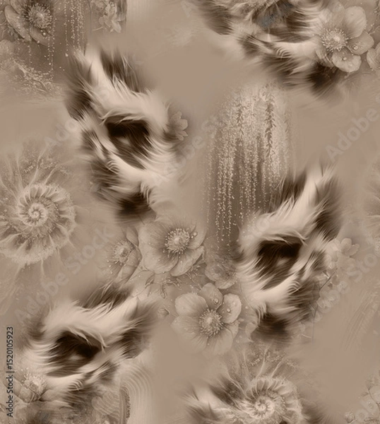 Obraz Modern floral repeat pattern with abstract style flowers
