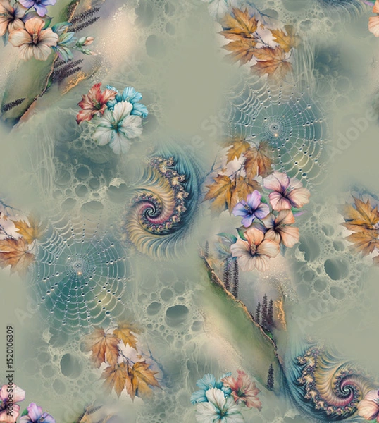 Obraz Modern floral repeat pattern with abstract style flowers
