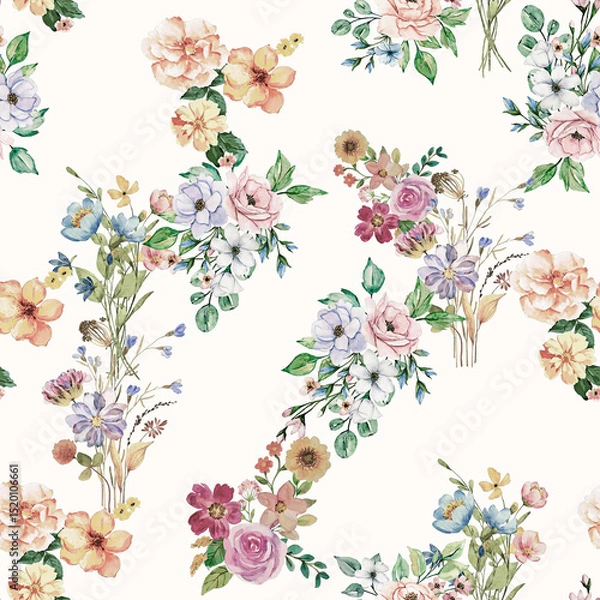 Obraz Modern floral repeat pattern with abstract style flowers
