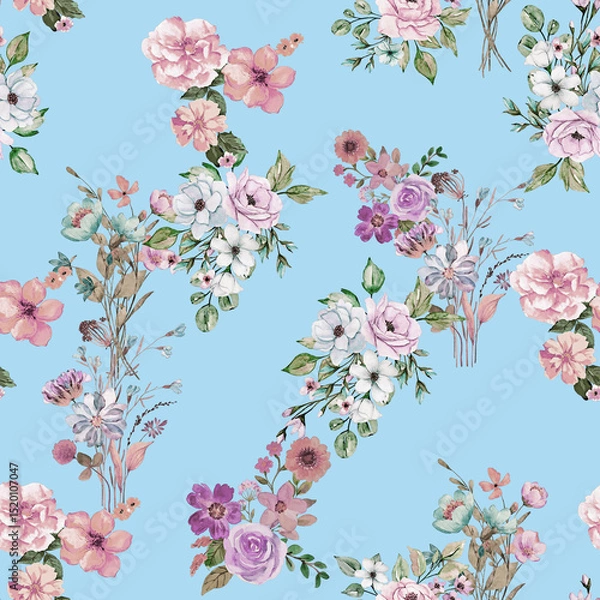 Obraz Modern floral repeat pattern with abstract style flowers
