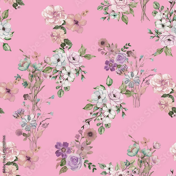 Obraz Modern floral repeat pattern with abstract style flowers
