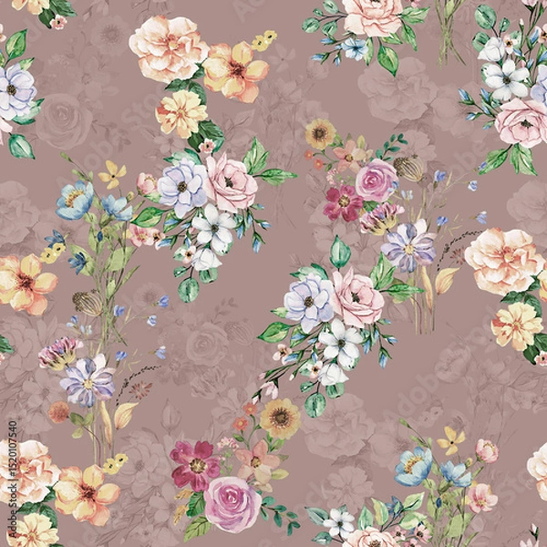 Obraz Modern floral repeat pattern with abstract style flowers
