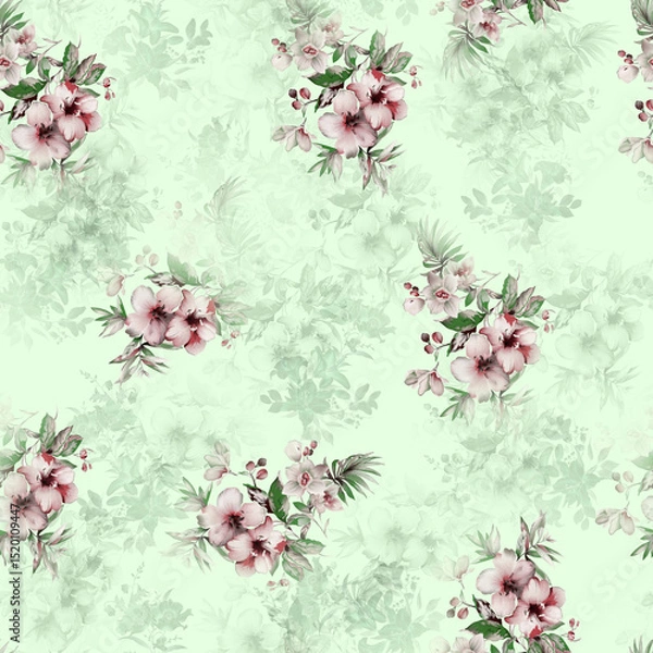 Obraz Modern floral repeat pattern with abstract style flowers
