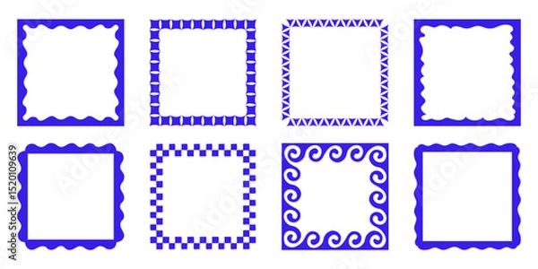 Fototapeta Vector set of hand drawn cut out style  frames and borders - abstract design elements for decoration or logo design templates, prints, placards, posts in modern minimalist style with copy space for te