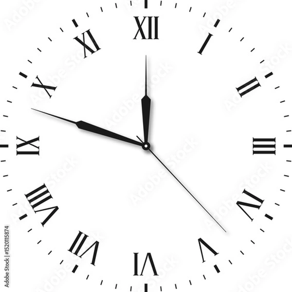 Fototapeta Vintage clock face with Roman numerals and retro hands. Victorian clock dial with hands and Roman numbers. Vector