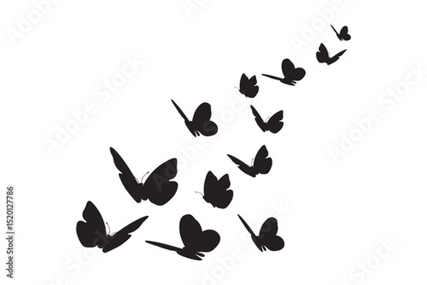 Obraz Simple Butterfly flying vector on white background.