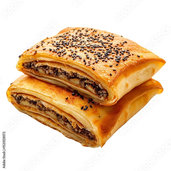 Fototapeta Martabak stuffed pancake isolated on transparent background