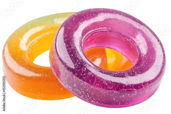 Obraz Fruit-flavored gummy rings isolated on a transparent background, png