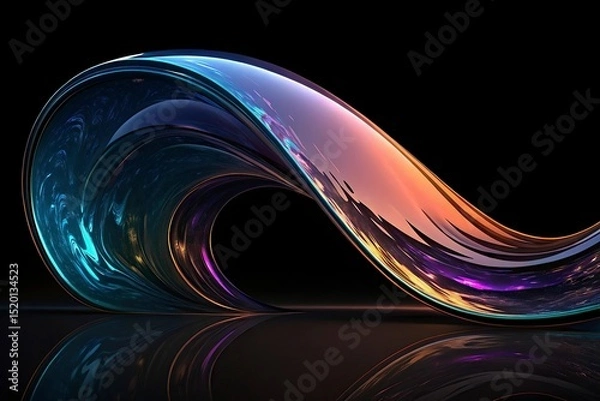Obraz abstract 3d illustration of colorful wavy shape on Abstract colorful wave on a black background. 3d rendering, 3d illustration.