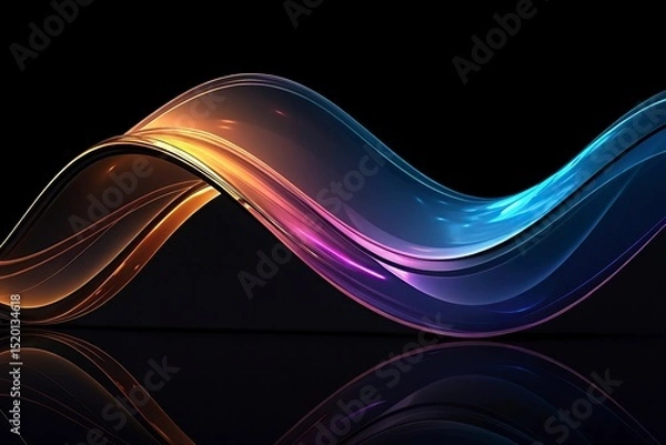 Fototapeta abstract 3d illustration of colorful wavy shape on Abstract colorful wave on a black background. 3d rendering, 3d illustration.