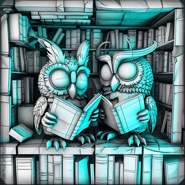 Obraz kids book 3d owls