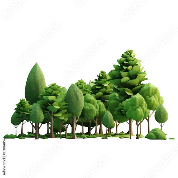 Obraz Stylized cartoon forest against black void