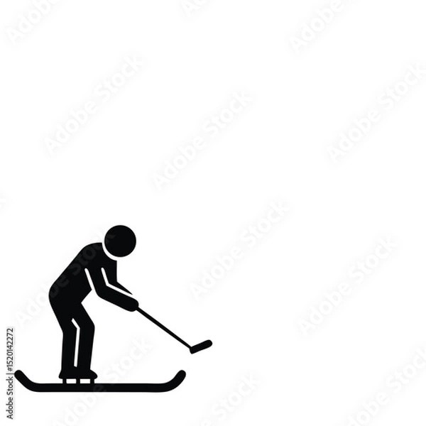 Fototapeta Pictogram of a Person Skiing and Playing Golf Simultaneously A Unique Winter Sport Concept