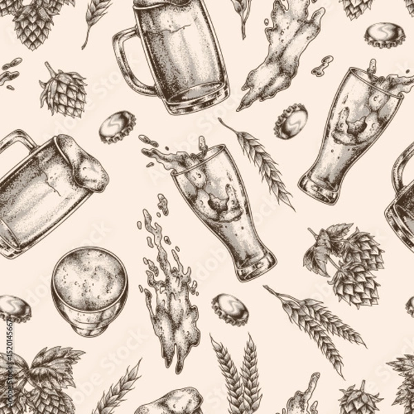 Obraz Craft beer art with hops and barley