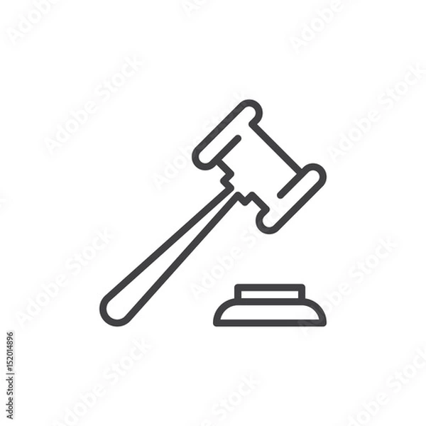 Obraz Auction hammer, gavel line icon, outline vector sign, linear style pictogram isolated on white. Symbol, logo illustration. Editable stroke. Pixel perfect