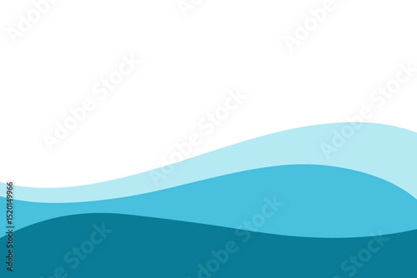 Fototapeta Abstract blue sea waves on a white background. Endless undulating shapes of water. Background element, flat design, vector. Modern minimalistic background for banners, posters with space for text
