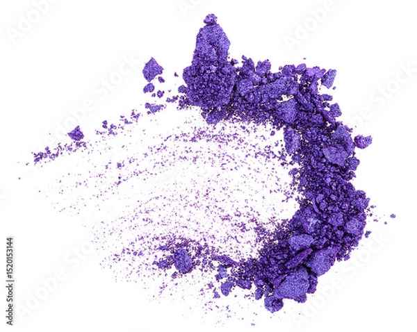 Fototapeta Crushed violet eyeshadow isolated on a white background, top view. Purple eye shadow.