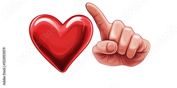 Fototapeta Hand gesture forming a heart symbol to express love. Perfect for Valentine’s Day themes, romance, affection, and emotional connection on white background.
