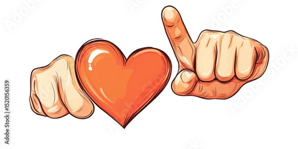 Fototapeta Hand forming heart sign expressing love and affection. Ideal for Valentine’s Day, romantic messages, and emotional designs on white or transparent background.