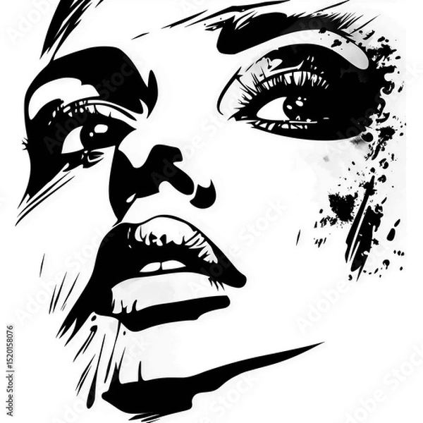 Fototapeta Stencil sketch illustration artwork with clean lines and artistic style. Isolated on a white or transparent background, perfect for design and creative use.