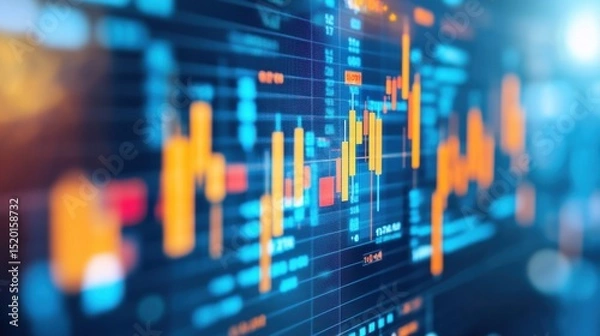 Fototapeta Abstract Financial Data Visualization with Colorful Chart Elements