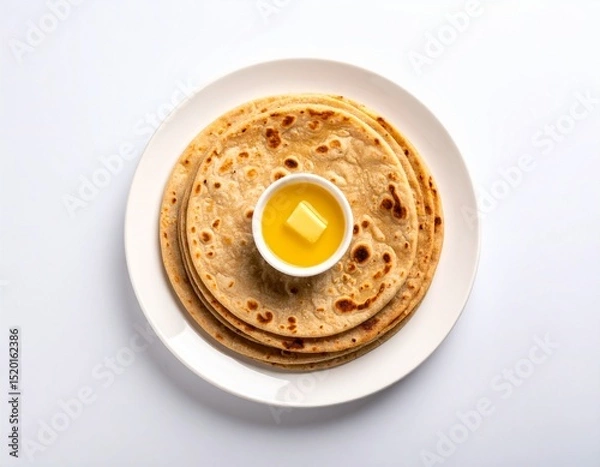 Obraz  Soft Chapatis with Ghee – Clean Studio Indian Food Setup