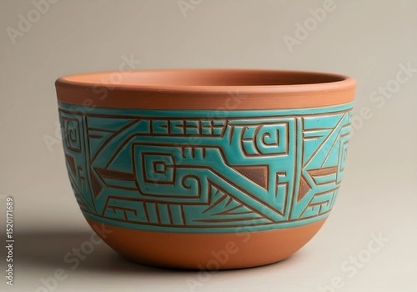 Obraz Hand-Painted Ceramic Bowl with Aztec Patterns