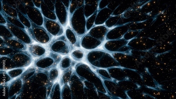Fototapeta Cosmic Network  Abstract Nebula  Glowing Filaments  Space Background
