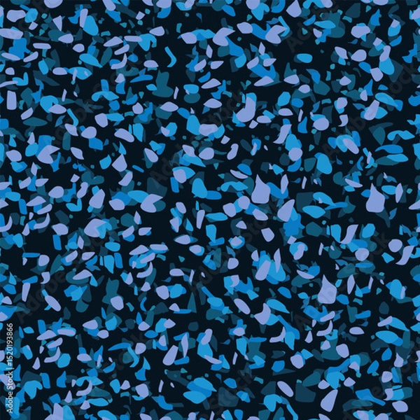 Obraz Seamless vector pattern with figures of many shades of blue similar to a suspension of petals on a dark background. For the design of your print designs in an abstract style