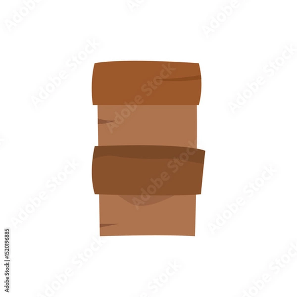 Obraz Stacked cartoon wooden planks, vertical rustic sign design, brown boards, isolated vector art