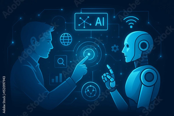 Fototapeta man vs Ai