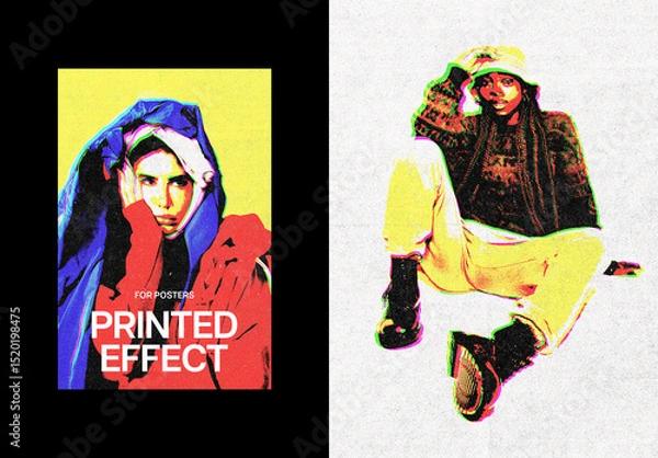 Fototapeta Glitch Print Poster Photo Effect Mockup