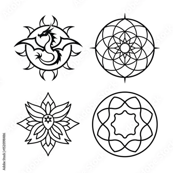 Fototapeta line art mandala bundle