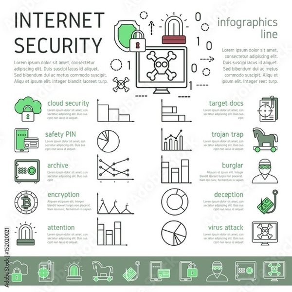 Obraz Internet Security Linear Infographics