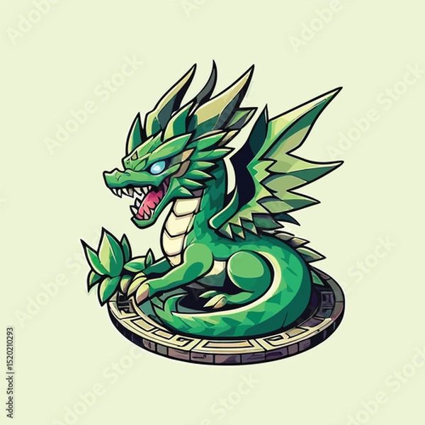 Obraz vector style cute green dragon mascot