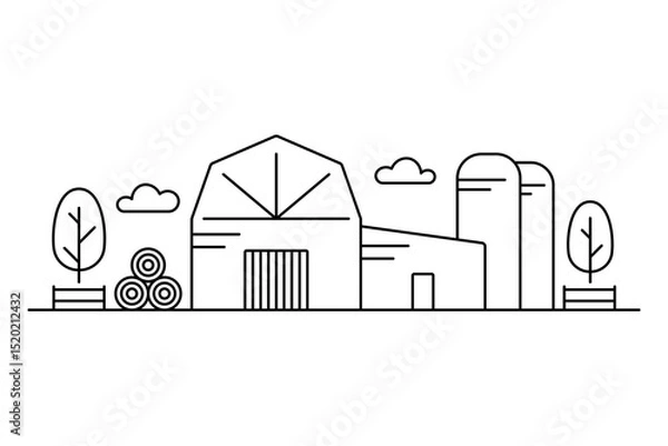 Obraz Farm icon. Black outline linear silhouette. Editable strokes. Front view. Vector simple flat graphic illustration. Isolated object on white background. Isolate.