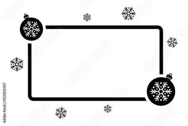 Obraz New Year frame. Banner. Black silhouette. Horizontal front view. Vector simple flat graphic illustration. Isolated object on white background. Isolate.