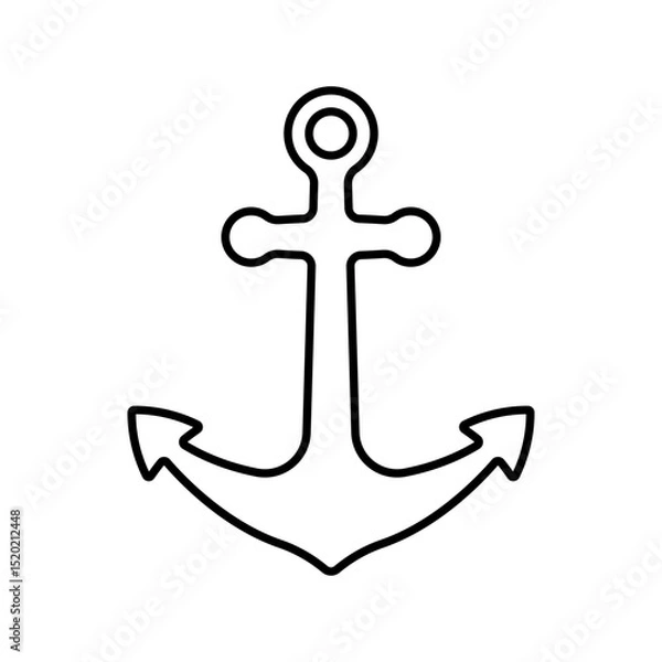 Fototapeta Anchor icon. Black outline linear silhouette. Editable strokes. Front view. Vector simple flat graphic illustration. Isolated object on white background. Isolate.