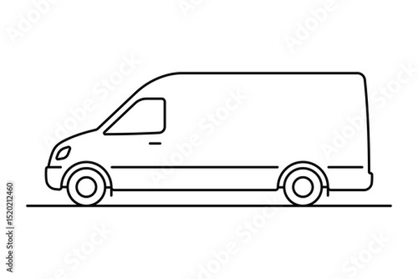 Fototapeta Van icon. Black outline linear silhouette. Editable strokes. Side view. Vector simple flat graphic illustration. Isolated object on white background. Isolate.